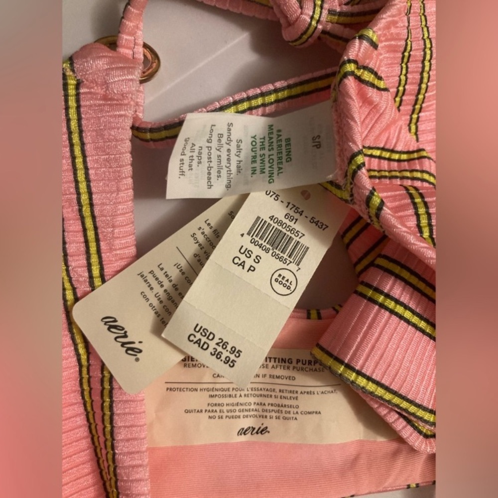 Aerie Pink and Yellow Striped Bikini Bottom - Picture 2 of 2